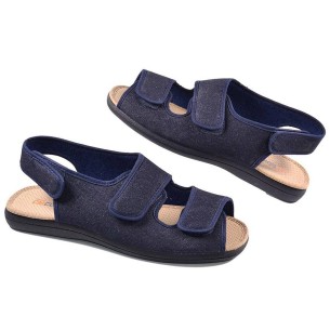 334 Cmconfort Sandalia Sandalia textil ancho especial, forro acolchado transpirable. Cierre de velcro en pala y talón. Plantilla 2