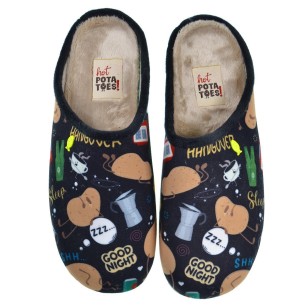 Galston Hot Potatoes Zapatilla Casa Corte estampado de fieltro y planta afelpada. Plantilla extraíble 100% reciclado. Caucho.