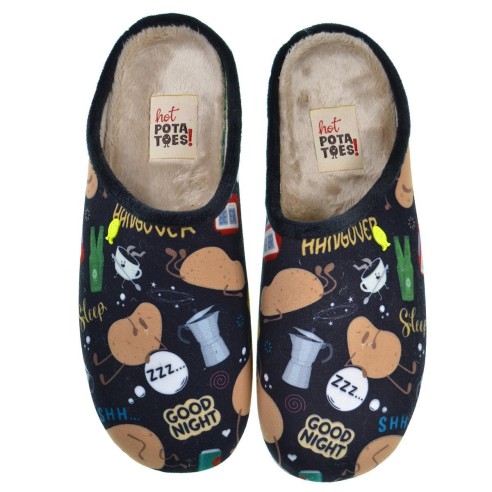 Galston Hot Potatoes Zapatilla Casa Corte estampado de fieltro y planta afelpada. Plantilla extraíble 100% reciclado. Caucho.