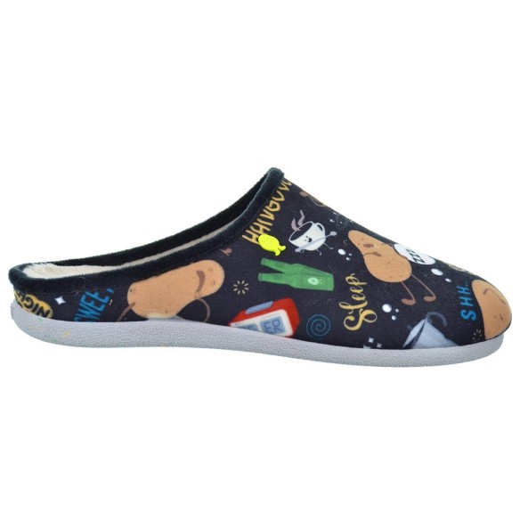 Galston Hot Potatoes Zapatilla Casa Corte estampado de fieltro y planta afelpada. Plantilla extraíble 100% reciclado. Caucho.