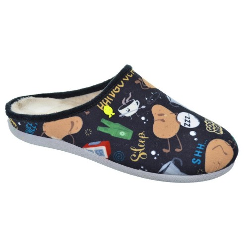 Galston Hot Potatoes Zapatilla Casa Corte estampado de fieltro y planta afelpada. Plantilla extraíble 100% reciclado. Caucho.