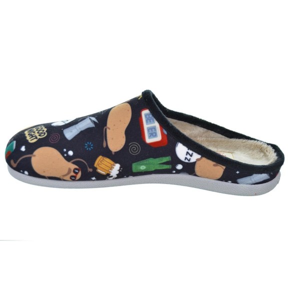 Galston Hot Potatoes Zapatilla Casa Corte estampado de fieltro y planta afelpada. Plantilla extraíble 100% reciclado. Caucho.