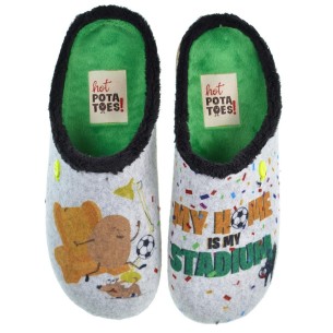 Santry Hot Potatoes Zapatilla Casa Corte estampado de fieltro y planta afelpada. Plantilla extraíble 100% reciclado. Caucho.