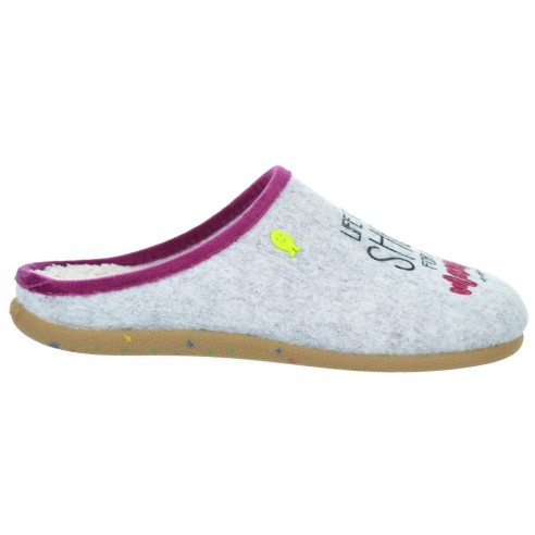 Tuam Hot Potatoes Zapatilla Casa Corte estampado de fieltro y planta afelpada. Plantilla extraíble 100% reciclado. Caucho.