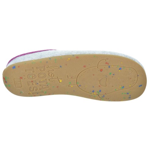 Tuam Hot Potatoes Zapatilla Casa Corte estampado de fieltro y planta afelpada. Plantilla extraíble 100% reciclado. Caucho.