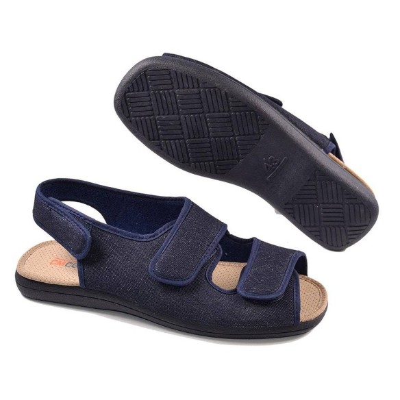 334 Cmconfort Sandalia Sandalia textil ancho especial, forro acolchado transpirable. Cierre de velcro en pala y talón. Plantilla