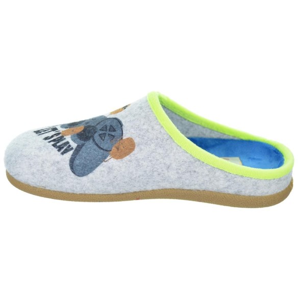 Raheny Hot Potatoes Zapatilla Casa Corte estampado de fieltro y planta afelpada. Plantilla extraíble 100% reciclado. Caucho.