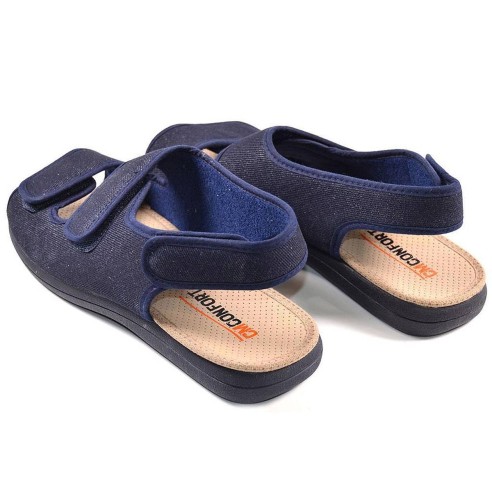 334 Cmconfort Sandalia Sandalia textil ancho especial, forro acolchado transpirable. Cierre de velcro en pala y talón. Plantilla