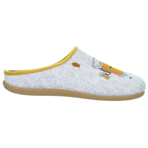 Cratloe Hot Potatoes Zapatilla Casa Corte estampado de fieltro y planta afelpada. Plantilla extraíble 100% reciclado. Caucho.