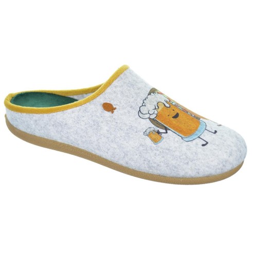 Cratloe Hot Potatoes Zapatilla Casa Corte estampado de fieltro y planta afelpada. Plantilla extraíble 100% reciclado. Caucho.