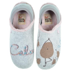 Berwang Hot Potatoes Zapatilla Casa Corte estampado de fieltro y planta afelpada. Plantilla extraíble 100% reciclado. Caucho.