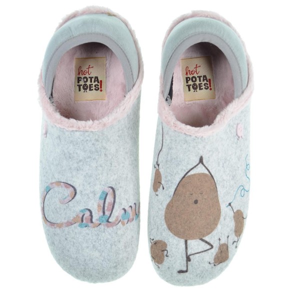 Berwang Hot Potatoes Zapatilla Casa Corte estampado de fieltro y planta afelpada. Plantilla extraíble 100% reciclado. Caucho.