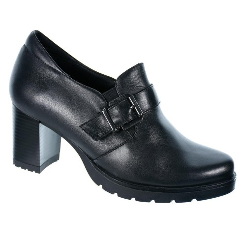 Leury23 Desireé Zapato Piel.  forro textil , plantilla acolchada,  y elástico Antideslizante. Tacón grueso de 7cm.de altura.