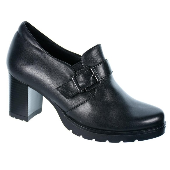 Leury23 Desireé Zapato Piel.  forro textil , plantilla acolchada,  y elástico Antideslizante. Tacón grueso de 7cm.de altura.