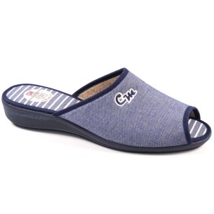 10261 Cmconfort Chancla Chancla textil con puntera abierta. Plantilla acolchada para un máximo confort. Piso con cuña de goma an