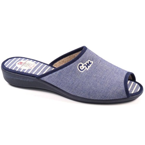 10261 Cmconfort Chancla Chancla textil con puntera abierta. Plantilla acolchada para un máximo confort. Piso con cuña de goma an