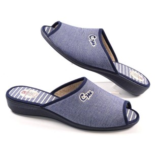 10261 Cmconfort Chancla Chancla textil con puntera abierta. Plantilla acolchada para un máximo confort. Piso con cuña de goma an 2