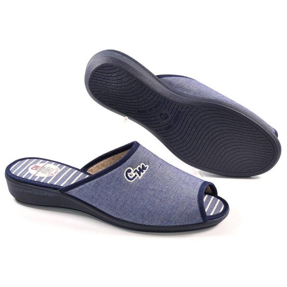 10261 Cmconfort Chancla Chancla textil con puntera abierta. Plantilla acolchada para un máximo confort. Piso con cuña de goma an