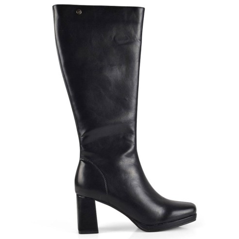 23189 Isteria Bota sintético vegano. Forro acolchado textil con cremallera. Plataforma y Tacón ancho de 7cm alto. Antideslizante