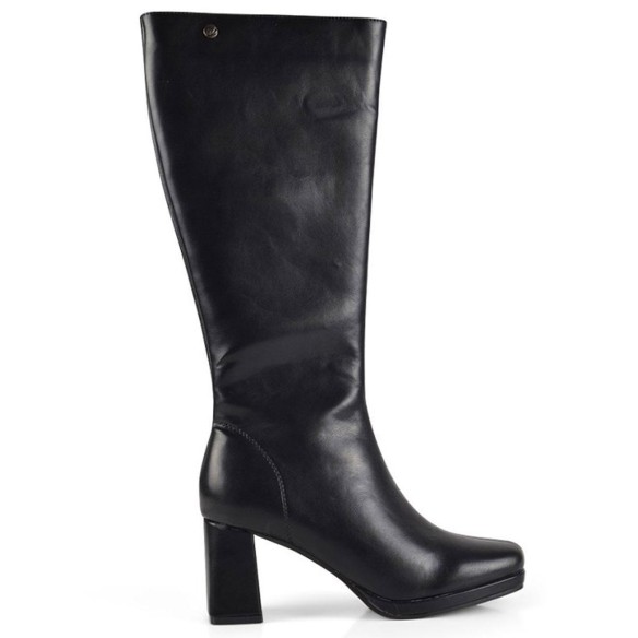 23189 Isteria Bota sintético vegano. Forro acolchado textil con cremallera. Plataforma y Tacón ancho de 7cm alto. Antideslizante