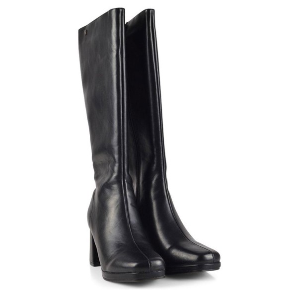 23189 Isteria Bota sintético vegano. Forro acolchado textil con cremallera. Plataforma y Tacón ancho de 7cm alto. Antideslizante