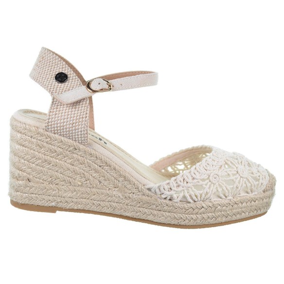 Refresh 171953 Alpargata textil Vegana. Cuña de 8 cm Mujer con hebilla