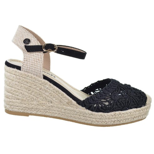 Refresh 171953 Alpargata textil Vegana. Cuña de 8 cm Mujer con hebilla