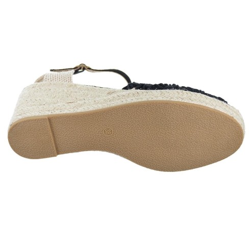 Refresh 171953 Alpargata textil Vegana. Cuña de 8 cm Mujer con hebilla