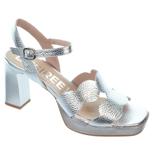 Desiree Judit7 Sandalia Piel Metalizada Plataforma y Tacón Mujer