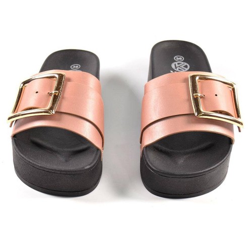 12029 Kelara Zueco Sandalia Zueco sintético, con adorno de hebilla en pala y piso de plataforma en PU. antideslizante, muy liger