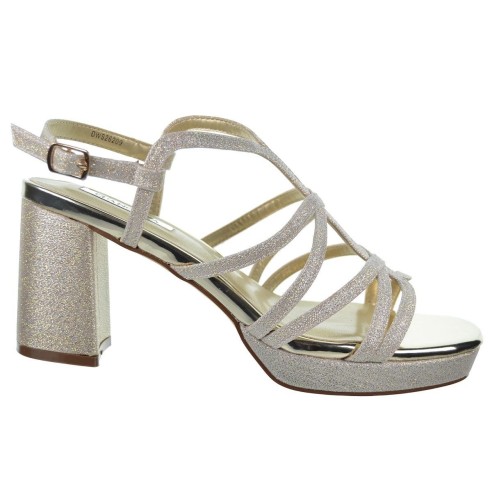 D´angela 26209 Sandalia Fiesta Brillo Plataforma Tacón Mujer