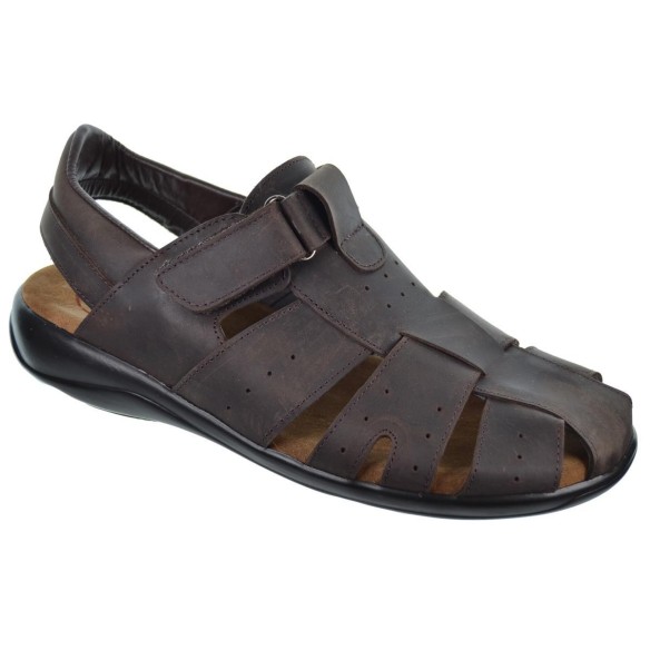 Duendy 23 Sandalia Piel Velcro Pies Delicados Hombre Antideslizante
