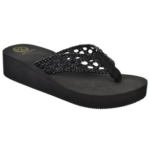 Kelara K42017 Sandalia Esclava con pala en sintético trenzado. Piso de plataforma con cuña muy ligera. Playa y Piscina 2