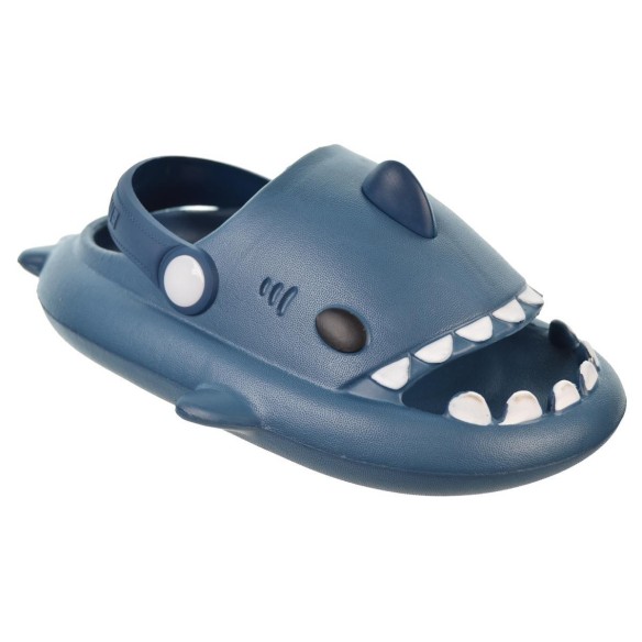 Nicoboco Shark Zueco de goma muy ligero y confortable. Correa trasera giratoria. Para los días de playa o piscina.