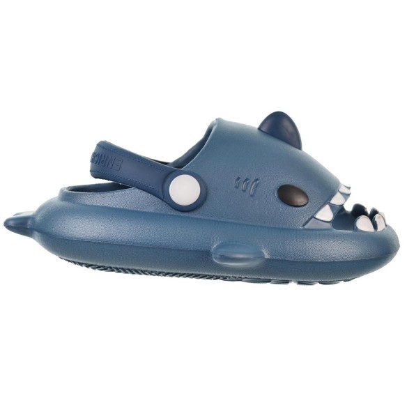 Nicoboco Shark Zueco de goma muy ligero y confortable. Correa trasera giratoria. Para los días de playa o piscina.