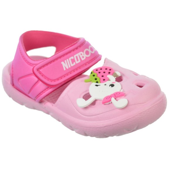 Nicoboco Almond Sandalia Niño y Niña. De goma muy ligero y confortable , con cierre en velcro. Para playa y piscina.