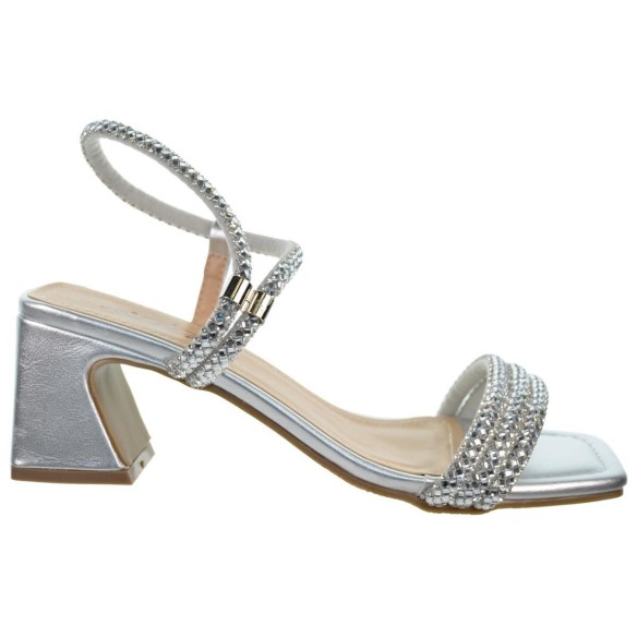 Isteria 24033 Sandalia Tiras Brillantes Tacón Ancho Mujer