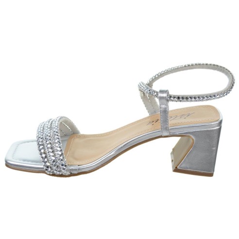 Isteria 24033 Sandalia Tiras Brillantes Tacón Ancho Mujer