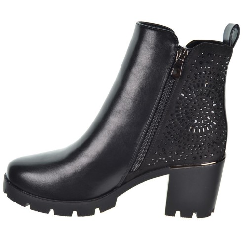 Isteria 24244 Botín Sintético Antelina Tacón Ancho Mujer