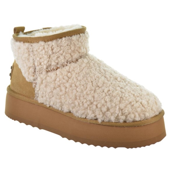 Top3 24874 Botín Textil Borreguillo Plataforma Mujer