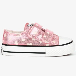 14155 Osito Zapatilla Zapatilla textil metalizado, estampado de corazones que brillan en la oscuridad. Forro textil y velcro 2