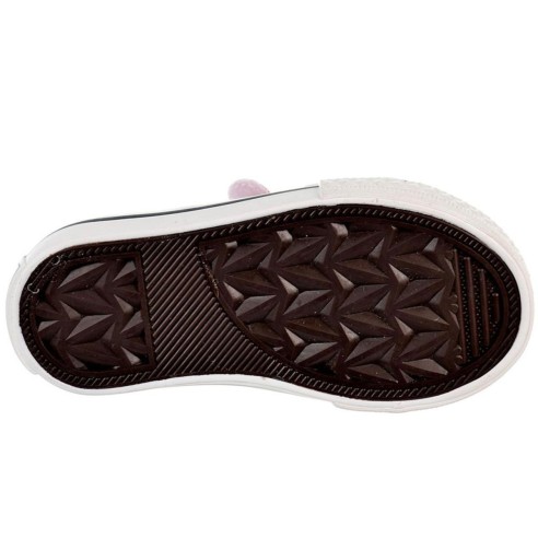 14155 Osito Zapatilla Zapatilla textil metalizado, estampado de corazones que brillan en la oscuridad. Forro textil y velcro