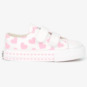 14158 Osito Zapatilla Zapatilla de lona con estampado de corazones que cambian de color con luz solar. Forro textil y cierre con 2