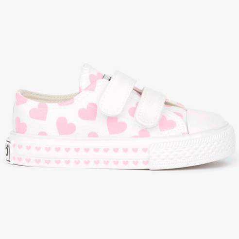 14158 Osito Zapatilla Zapatilla de lona con estampado de corazones que cambian de color con luz solar. Forro textil y cierre con