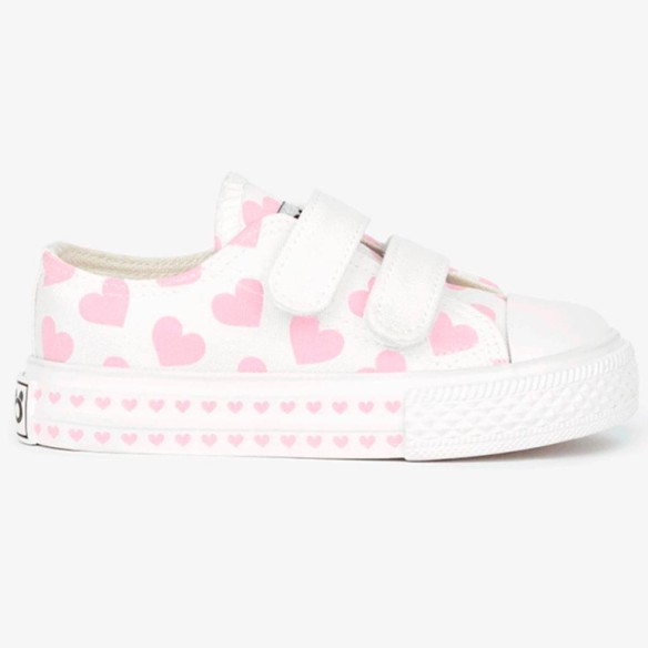 14158 Osito Zapatilla Zapatilla de lona con estampado de corazones que cambian de color con luz solar. Forro textil y cierre con