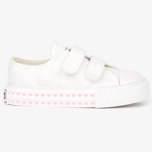 14158 Osito Zapatilla Zapatilla de lona con estampado de corazones que cambian de color con luz solar. Forro textil y cierre con