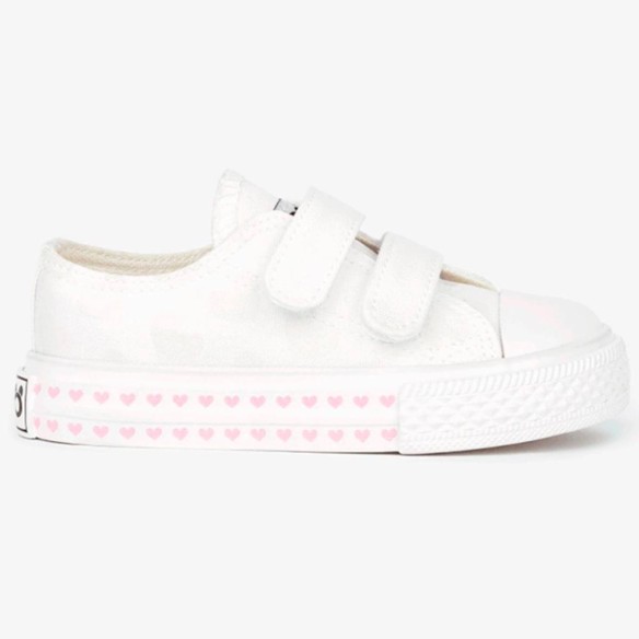 14158 Osito Zapatilla Zapatilla de lona con estampado de corazones que cambian de color con luz solar. Forro textil y cierre con