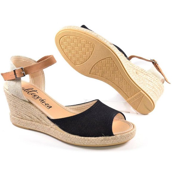 267 Mediterránea Alpargata Zapatilla Alpargata textil, puntera abierta. Platilla acolchada. Cierre pulsera con hebilla ajustable