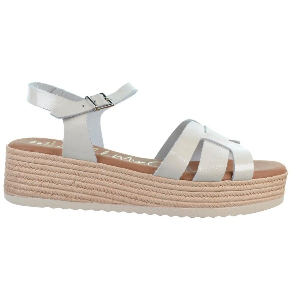 Oh My Sandals 5702 Sandalia Piel Confort Plataforma Mujer blancas