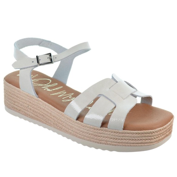 Oh My Sandals 5702 Sandalia Piel Confort Plataforma Mujer blancas